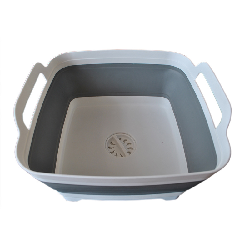 Folding Sink Silicone Dish Bathtub Collapsible With Drain Plug Carry Handles - Image 8