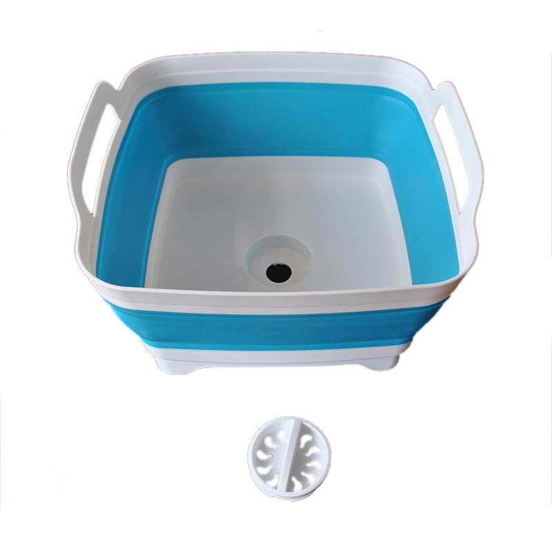 Folding Sink Silicone Dish Bathtub Collapsible With Drain Plug Carry Handles - Image 7