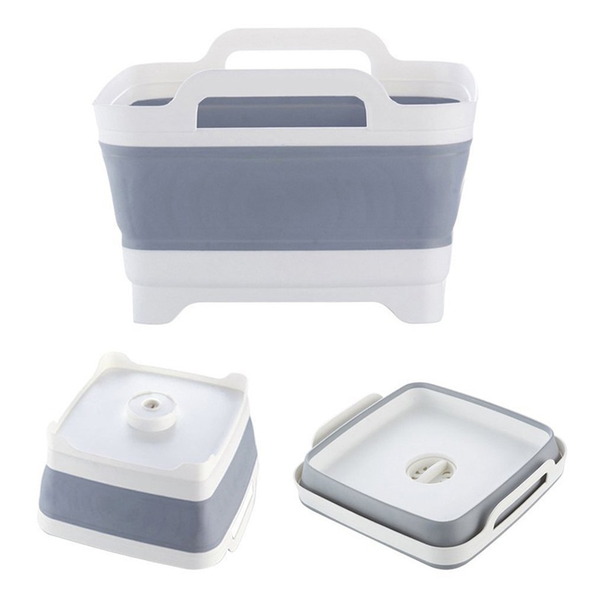 Folding Sink Silicone Dish Bathtub Collapsible With Drain Plug Carry Handles - Image 5