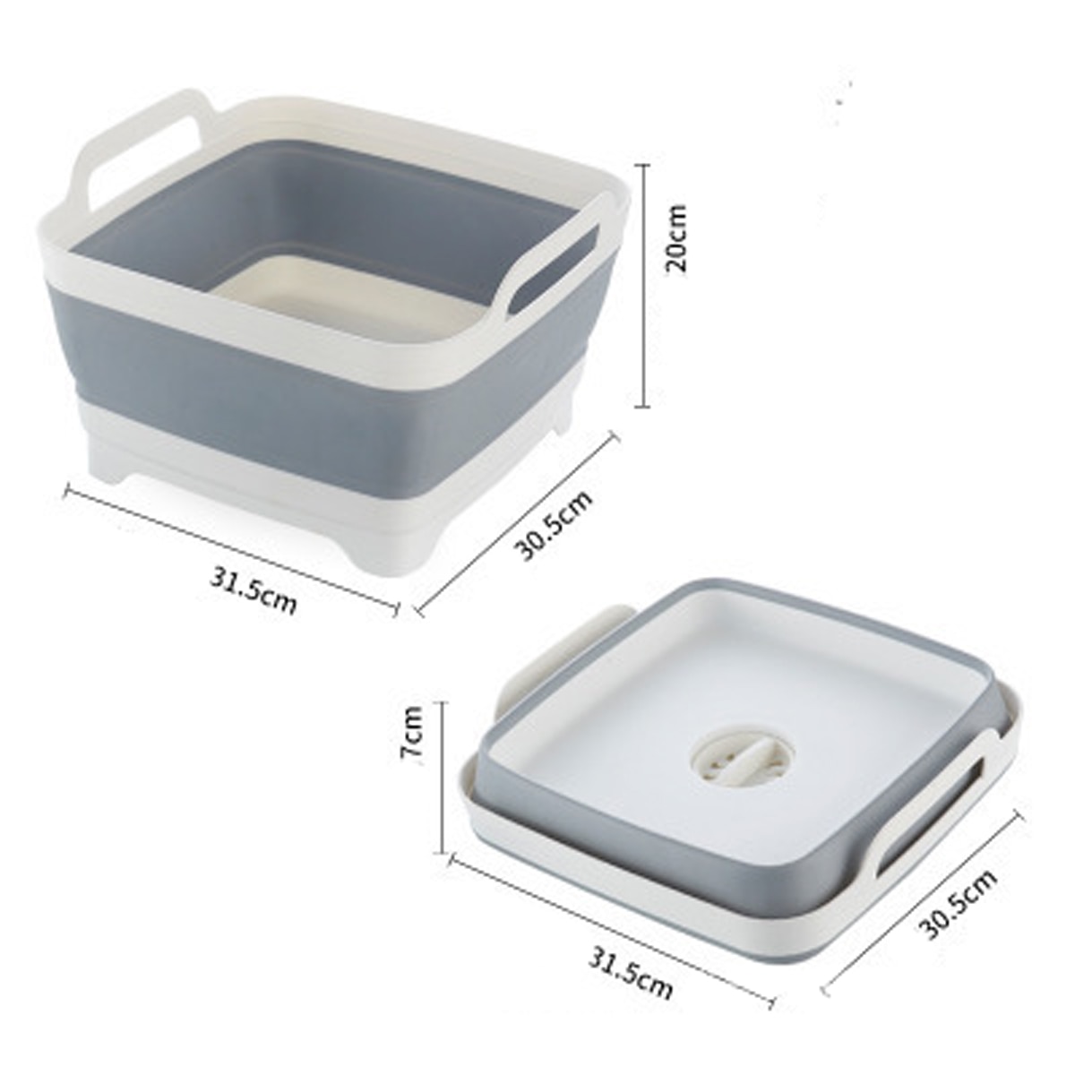 Folding Sink Silicone Dish Bathtub Collapsible With Drain Plug Carry Handles - Image 6